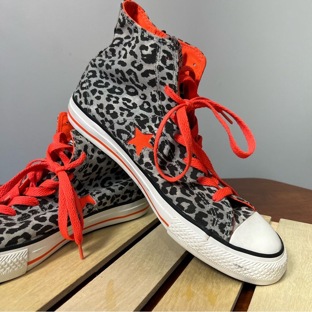 Converse Leopard Print High Tops - Orange and Gray - Picture 8 of 11